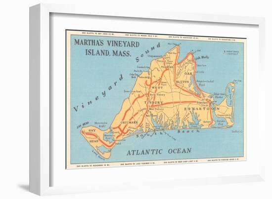 Map of Martha's Vineyard-null-Framed Art Print