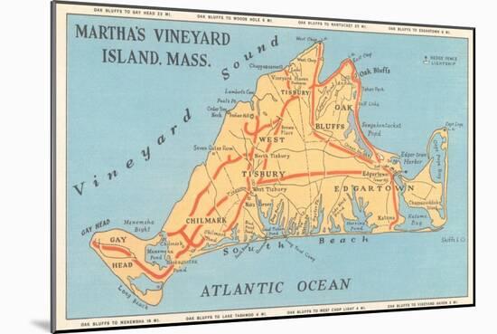 Map of Martha's Vineyard-null-Mounted Art Print