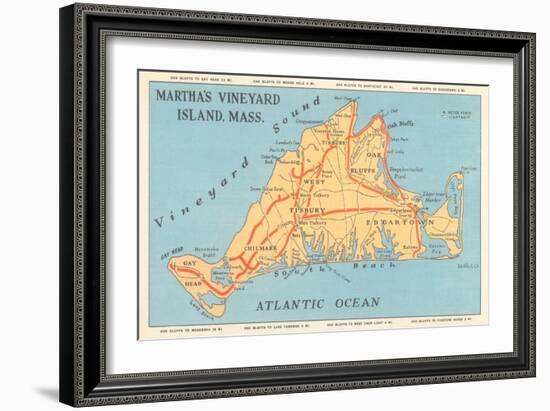 Map of Martha's Vineyard-null-Framed Art Print