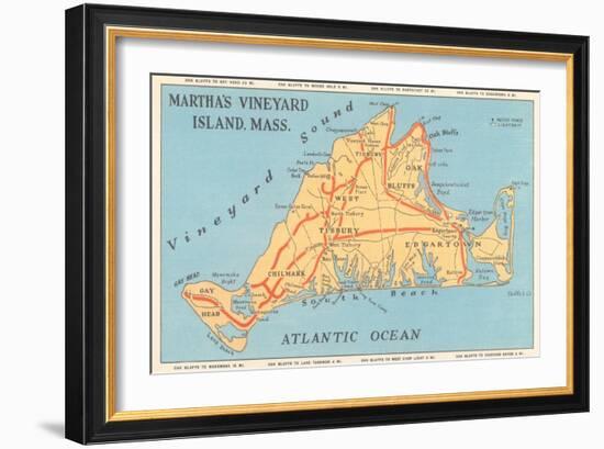 Map of Martha's Vineyard-null-Framed Art Print