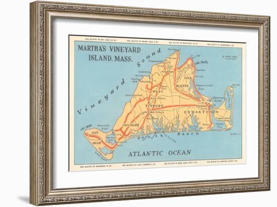 Map of Martha's Vineyard-null-Framed Premium Giclee Print