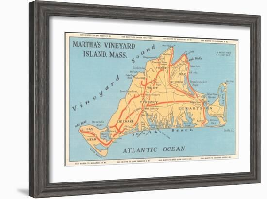 Map of Martha's Vineyard--Framed Premium Giclee Print