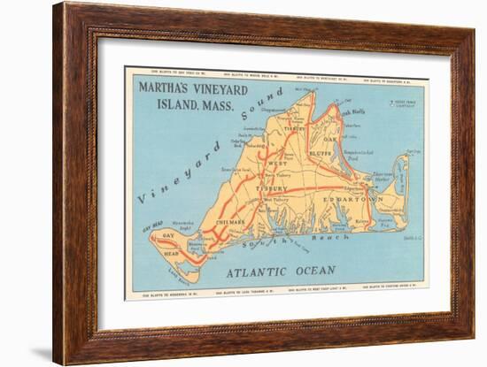 Map of Martha's Vineyard-null-Framed Premium Giclee Print