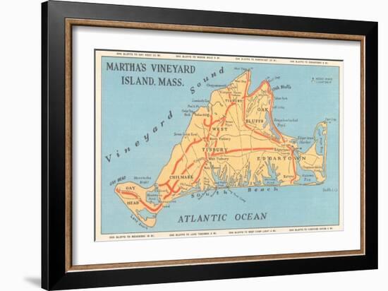 Map of Martha's Vineyard-null-Framed Premium Giclee Print