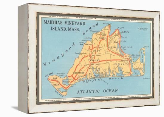 Map of Martha's Vineyard-null-Framed Stretched Canvas