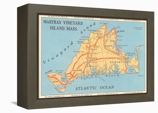 Map of Martha's Vineyard-null-Framed Stretched Canvas