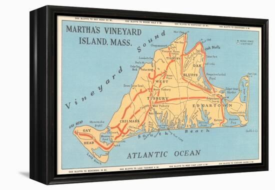 Map of Martha's Vineyard-null-Framed Stretched Canvas