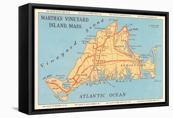 Map of Martha's Vineyard-null-Framed Stretched Canvas