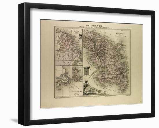 Map of Martinique French Guiana and Terra Nova 1896-null-Framed Giclee Print