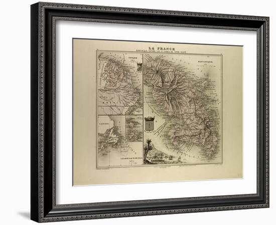 Map of Martinique French Guiana and Terra Nova 1896-null-Framed Giclee Print