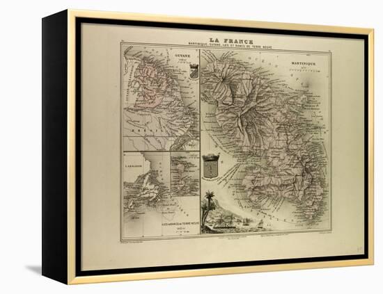 Map of Martinique French Guiana and Terra Nova 1896-null-Framed Premier Image Canvas