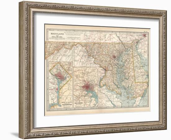 Map of Maryland and Delaware. United States. Inset Maps of District of Columbia-Encyclopaedia Britannica-Framed Art Print