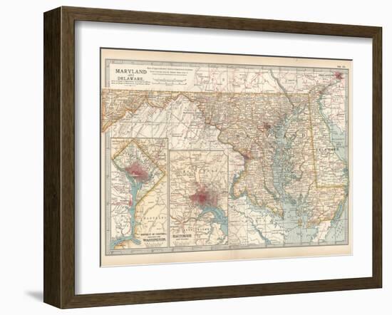 Map of Maryland and Delaware. United States. Inset Maps of District of Columbia-Encyclopaedia Britannica-Framed Art Print