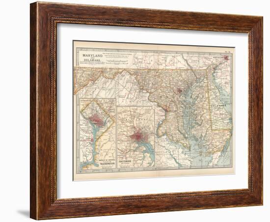 Map of Maryland and Delaware. United States. Inset Maps of District of Columbia-Encyclopaedia Britannica-Framed Art Print