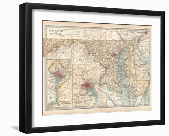 Map of Maryland and Delaware. United States. Inset Maps of District of Columbia-Encyclopaedia Britannica-Framed Art Print