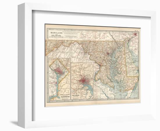 Map of Maryland and Delaware. United States. Inset Maps of District of Columbia-Encyclopaedia Britannica-Framed Art Print