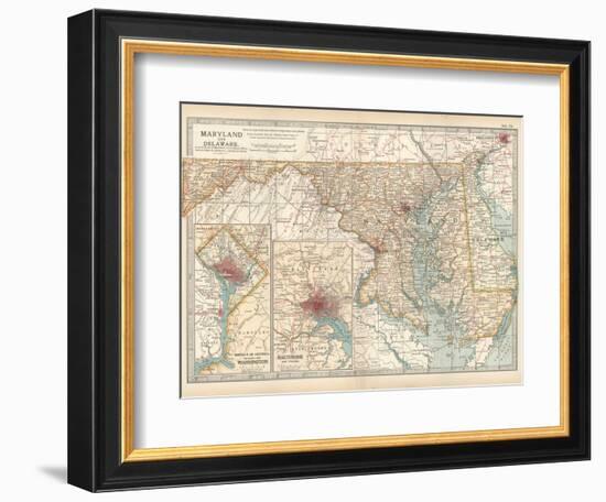 Map of Maryland and Delaware. United States. Inset Maps of District of Columbia-Encyclopaedia Britannica-Framed Art Print