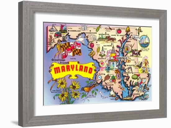 Map of Maryland-null-Framed Art Print