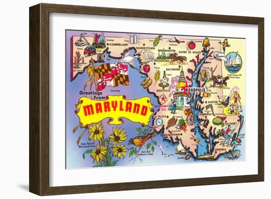 Map of Maryland-null-Framed Art Print