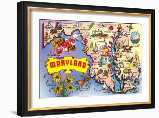 Map of Maryland-null-Framed Art Print