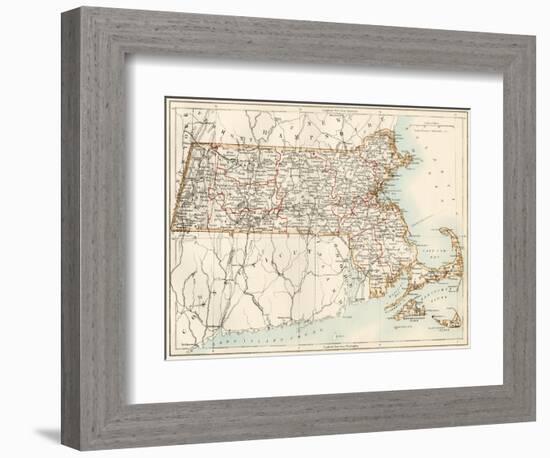 Map of Massachusetts, 1870s-null-Framed Giclee Print