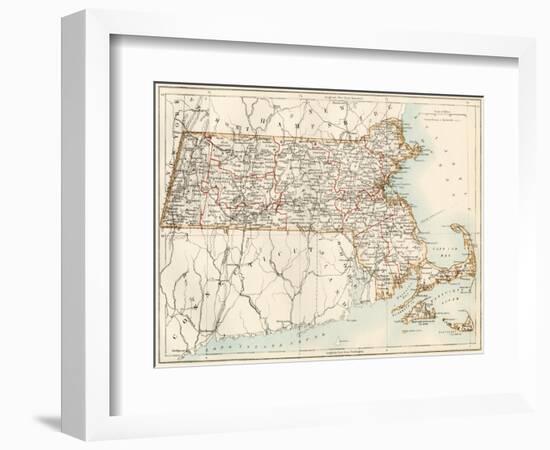 Map of Massachusetts, 1870s-null-Framed Giclee Print