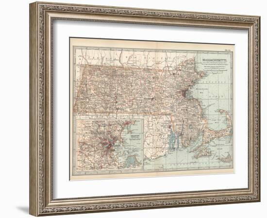 Map of Massachusetts, United States. Inset of Boston and Vicinity-Encyclopaedia Britannica-Framed Art Print