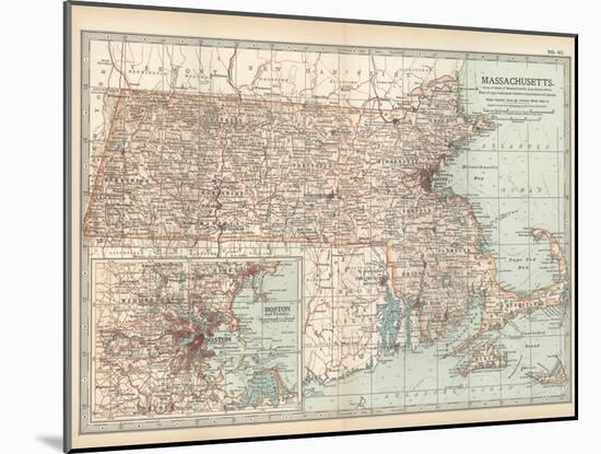 Map of Massachusetts, United States. Inset of Boston and Vicinity-Encyclopaedia Britannica-Mounted Art Print