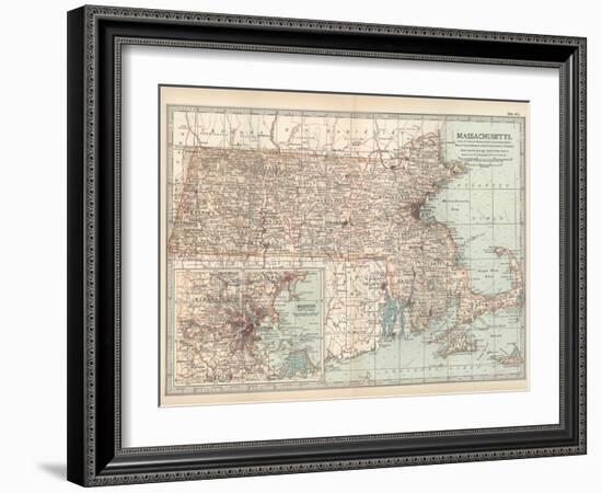 Map of Massachusetts, United States. Inset of Boston and Vicinity-Encyclopaedia Britannica-Framed Art Print