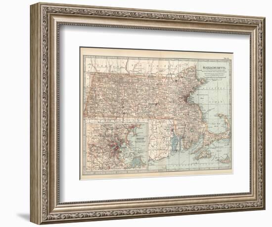 Map of Massachusetts, United States. Inset of Boston and Vicinity-Encyclopaedia Britannica-Framed Art Print