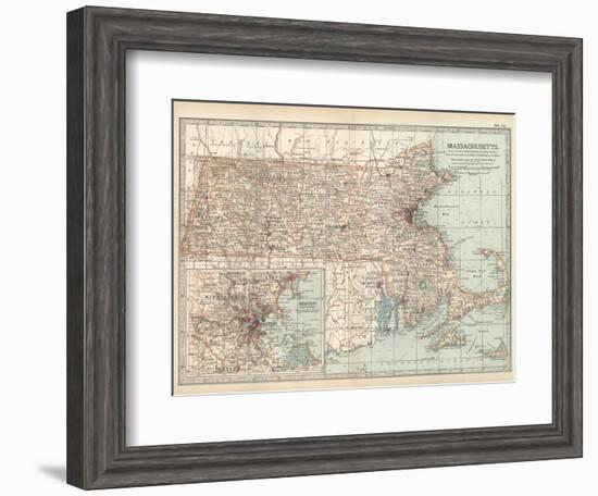 Map of Massachusetts, United States. Inset of Boston and Vicinity-Encyclopaedia Britannica-Framed Art Print