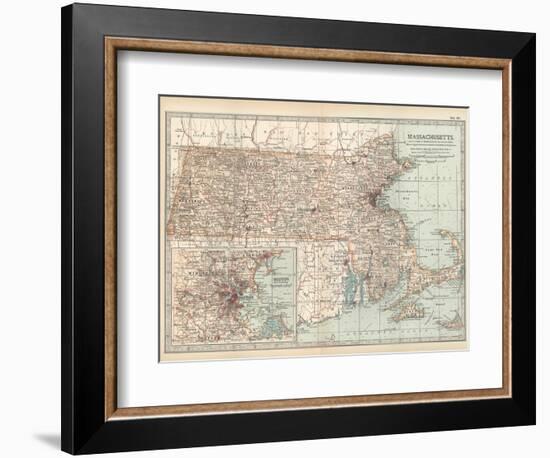 Map of Massachusetts, United States. Inset of Boston and Vicinity-Encyclopaedia Britannica-Framed Art Print