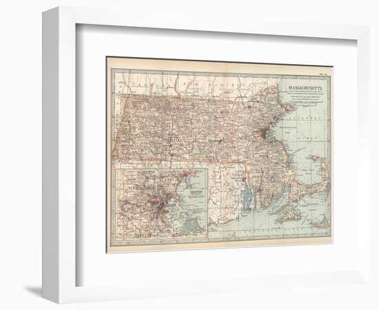 Map of Massachusetts, United States. Inset of Boston and Vicinity-Encyclopaedia Britannica-Framed Art Print