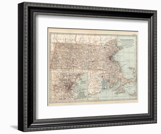 Map of Massachusetts, United States. Inset of Boston and Vicinity-Encyclopaedia Britannica-Framed Art Print