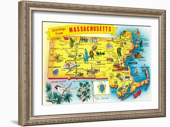 Map of Massachusetts-null-Framed Art Print