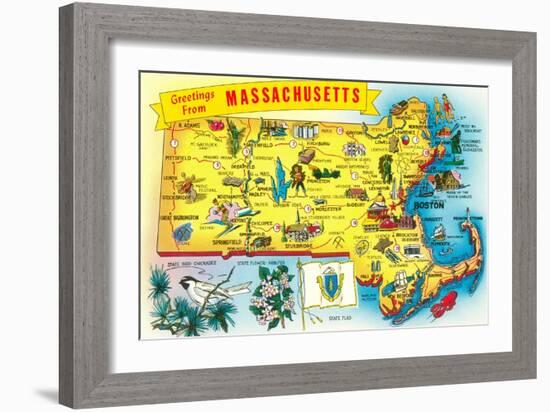 Map of Massachusetts-null-Framed Art Print