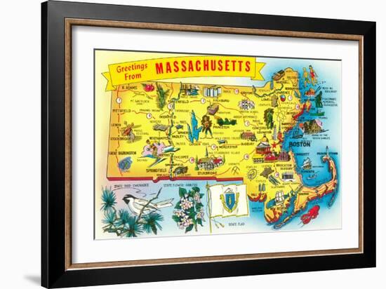 Map of Massachusetts-null-Framed Art Print