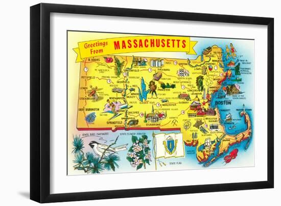 Map of Massachusetts-null-Framed Art Print