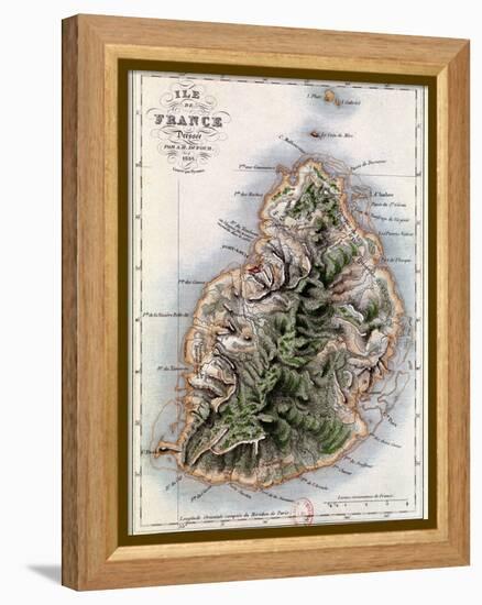 Map of Mauritius, Illustration from "Paul et Virginie" by Henri Bernardin de Saint-Pierre, 1836-A.h. Dufour-Framed Premier Image Canvas