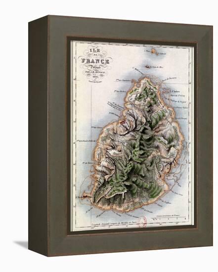 Map of Mauritius, Illustration from "Paul et Virginie" by Henri Bernardin de Saint-Pierre, 1836-A.h. Dufour-Framed Premier Image Canvas