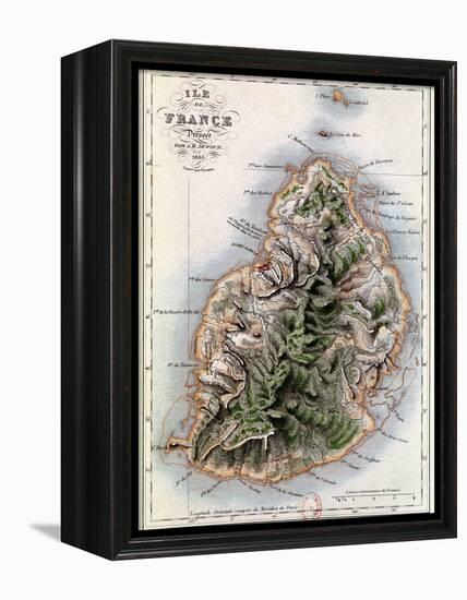 Map of Mauritius, Illustration from "Paul et Virginie" by Henri Bernardin de Saint-Pierre, 1836-A.h. Dufour-Framed Premier Image Canvas