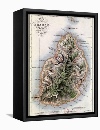 Map of Mauritius, Illustration from "Paul et Virginie" by Henri Bernardin de Saint-Pierre, 1836-A.h. Dufour-Framed Premier Image Canvas