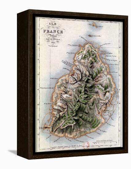 Map of Mauritius, Illustration from "Paul et Virginie" by Henri Bernardin de Saint-Pierre, 1836-A.h. Dufour-Framed Premier Image Canvas