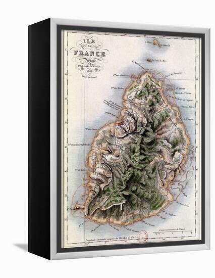 Map of Mauritius, Illustration from "Paul et Virginie" by Henri Bernardin de Saint-Pierre, 1836-A.h. Dufour-Framed Premier Image Canvas