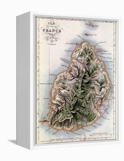 Map of Mauritius, Illustration from "Paul et Virginie" by Henri Bernardin de Saint-Pierre, 1836-A.h. Dufour-Framed Premier Image Canvas