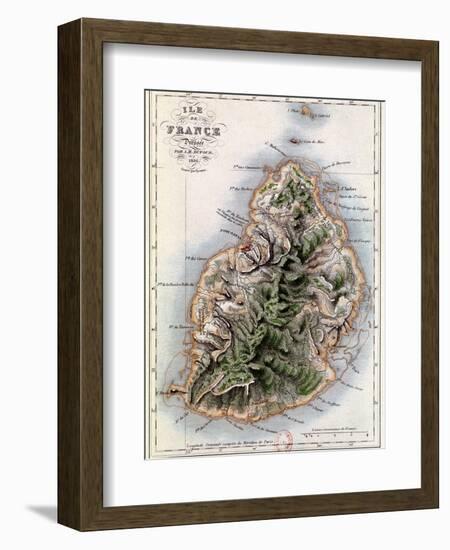 Map of Mauritius, Illustration from "Paul et Virginie" by Henri Bernardin de Saint-Pierre, 1836-A.h. Dufour-Framed Giclee Print