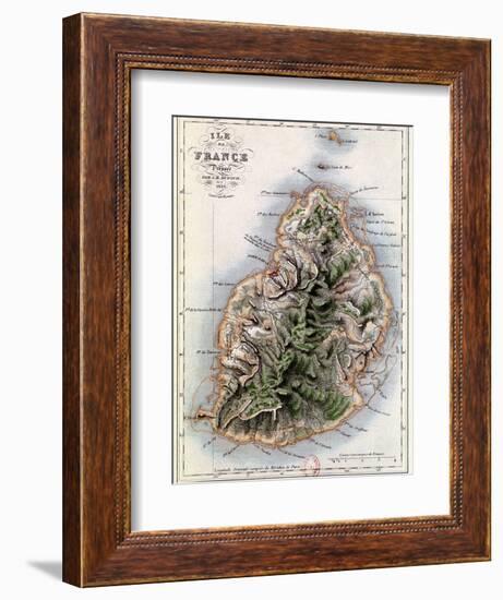 Map of Mauritius, Illustration from "Paul et Virginie" by Henri Bernardin de Saint-Pierre, 1836-A.h. Dufour-Framed Giclee Print