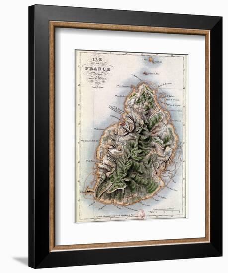 Map of Mauritius, Illustration from "Paul et Virginie" by Henri Bernardin de Saint-Pierre, 1836-A.h. Dufour-Framed Giclee Print