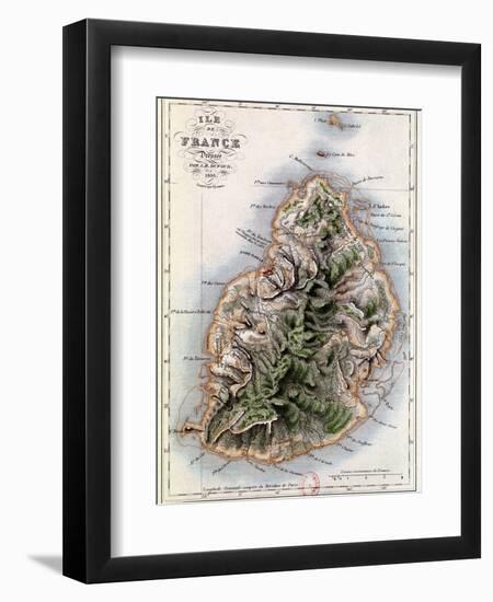 Map of Mauritius, Illustration from "Paul et Virginie" by Henri Bernardin de Saint-Pierre, 1836-A.h. Dufour-Framed Giclee Print