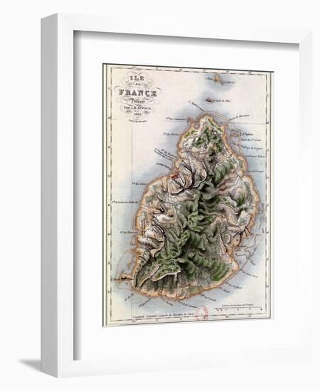 Map of Mauritius, Illustration from "Paul et Virginie" by Henri Bernardin de Saint-Pierre, 1836-A.h. Dufour-Framed Giclee Print